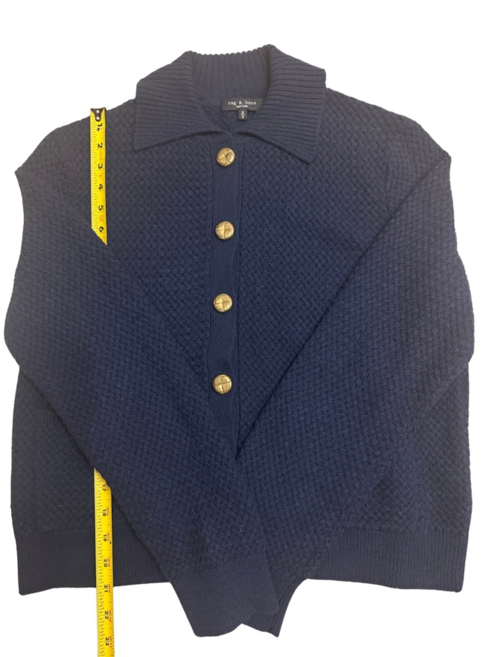 rag & bone Jax Cardigan Merino Wool Blend Navy Blue Button Front Medium Luxury - Picture 9 of 11